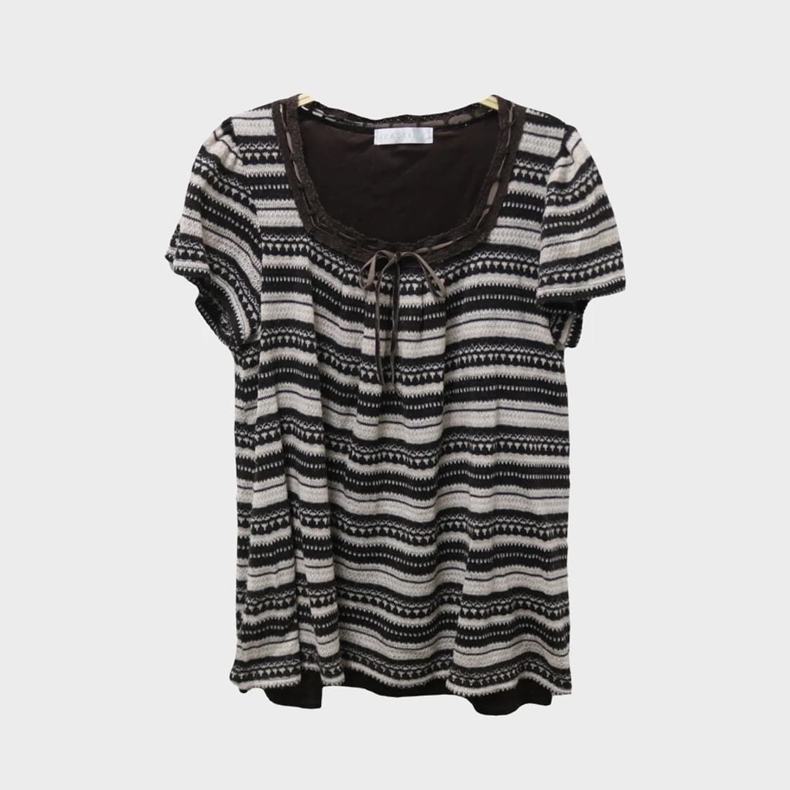 PATTERN 스퀘어넥 리본코어 니트 블라우스 62177 상품이미지1