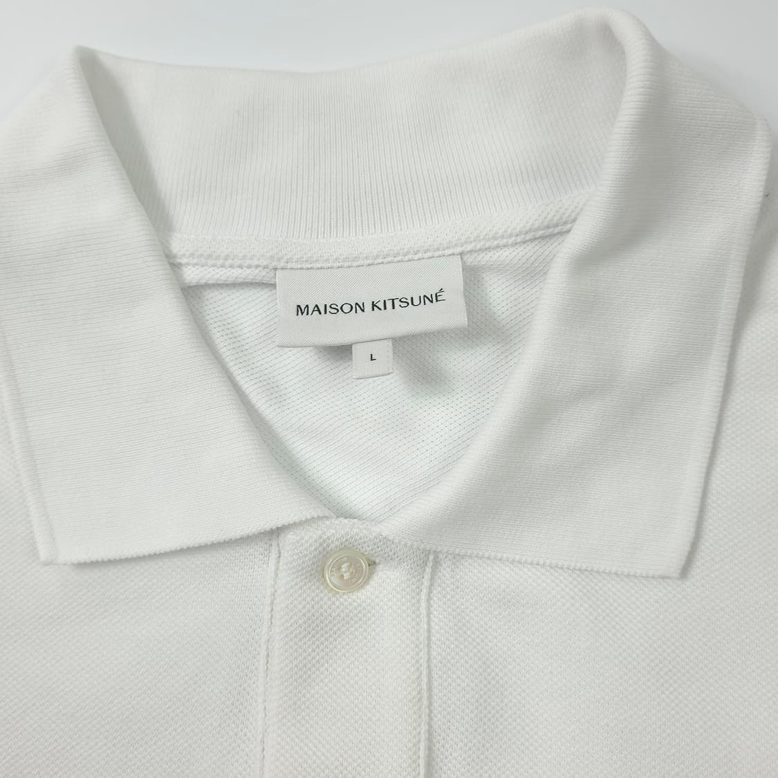 메종키츠네 그레이 폭스헤드 코튼 반팔카라티 화이트 (L) 상품이미지4