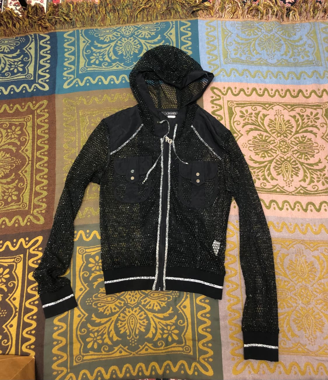 ORSEY silver glitter mesh hood zipup 상품이미지3