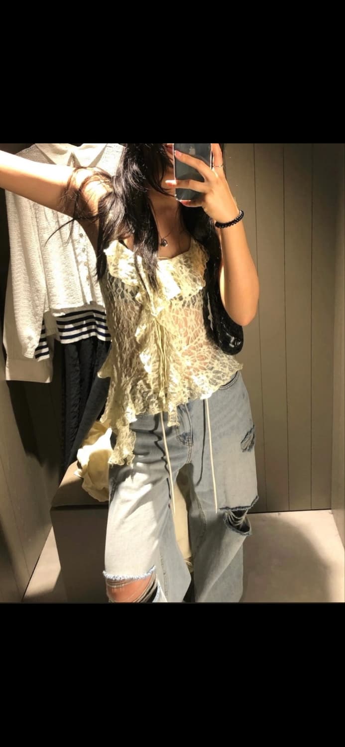 자라 레이스 프릴 티셔츠 M 상품이미지1