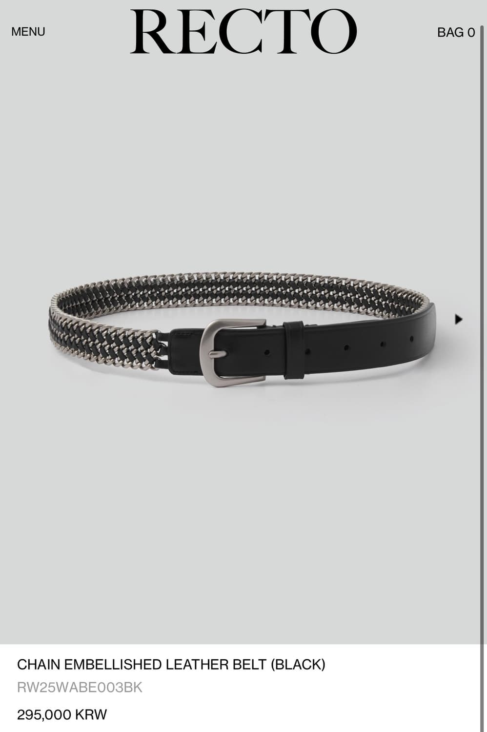 렉토 CHAIN EMBELLISHED LEATHER 벨트 (os) 상품이미지1
