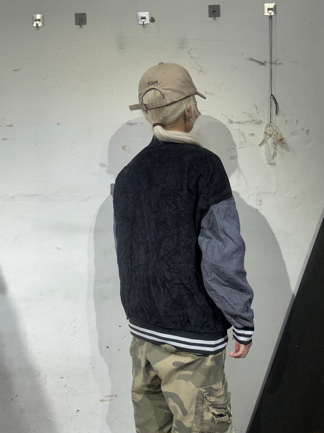 일본 빈티지 블랙 코듀로이 바시티 스타디움 자켓 상품이미지3