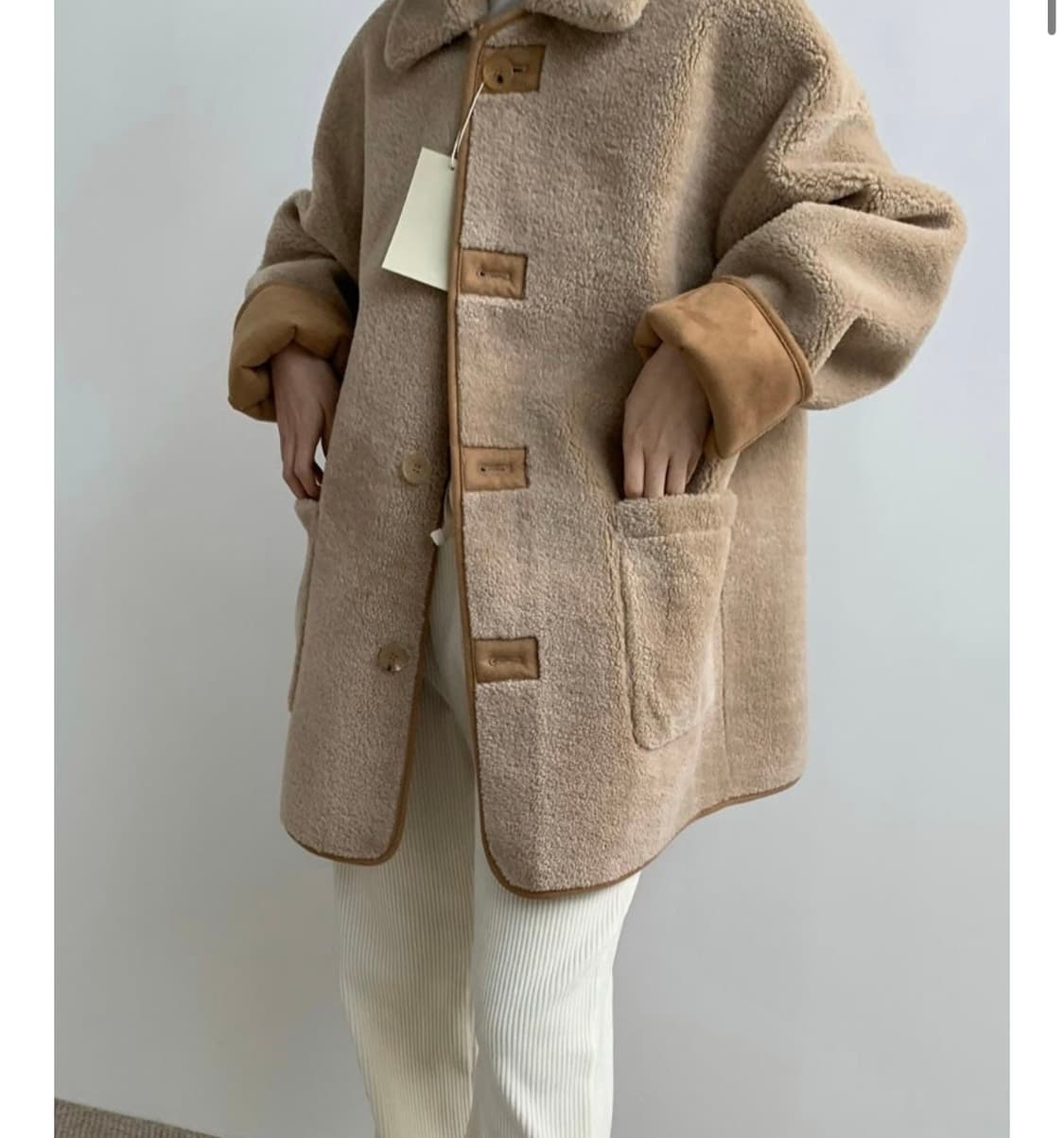 베이지보울 리버시블 하프 무스탕 베이지 상품이미지6