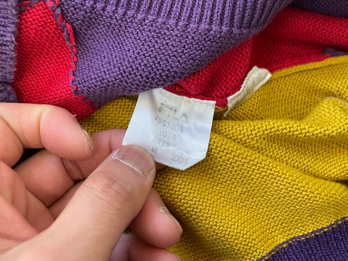 8~90s fila 아가일 멀티 컬러 니트 J04035 상품이미지4