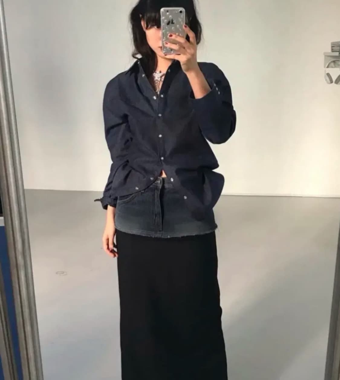 애옹쓰 믹스 블렌디드 데님 스커트 s 상품이미지2