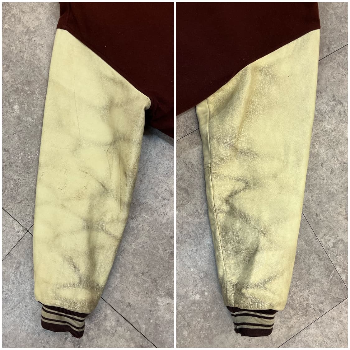 게스 울 소가죽 스타디움 자켓 버건디 95 #csz3242 상품이미지6