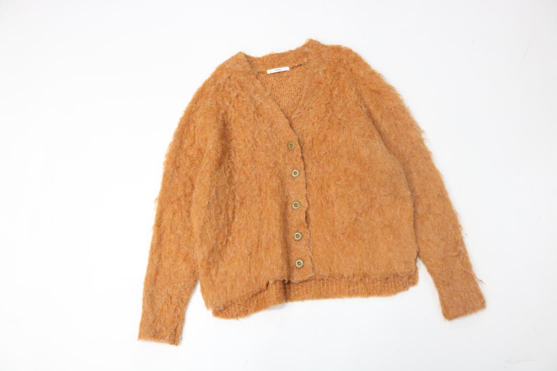Thevon 제본 오렌지 모헤어 블렌드 브이넥 니트 가디건 상품이미지2