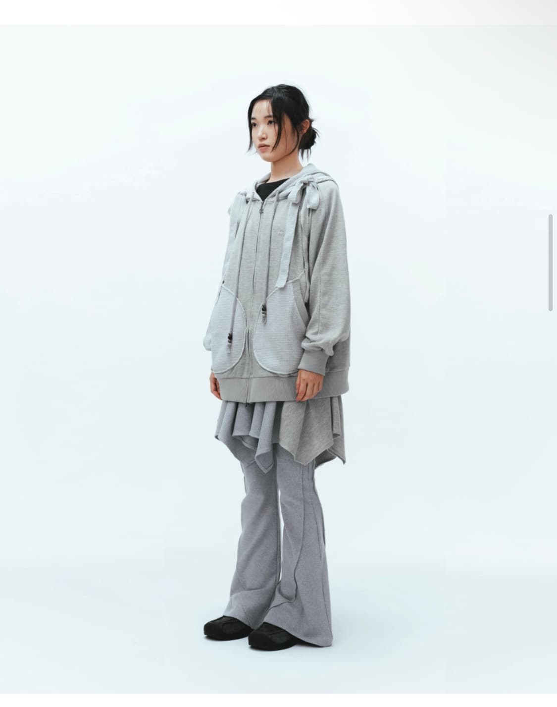 코이세이오 폴딩 언발란스 스커트 라이트 그레이 상품이미지3