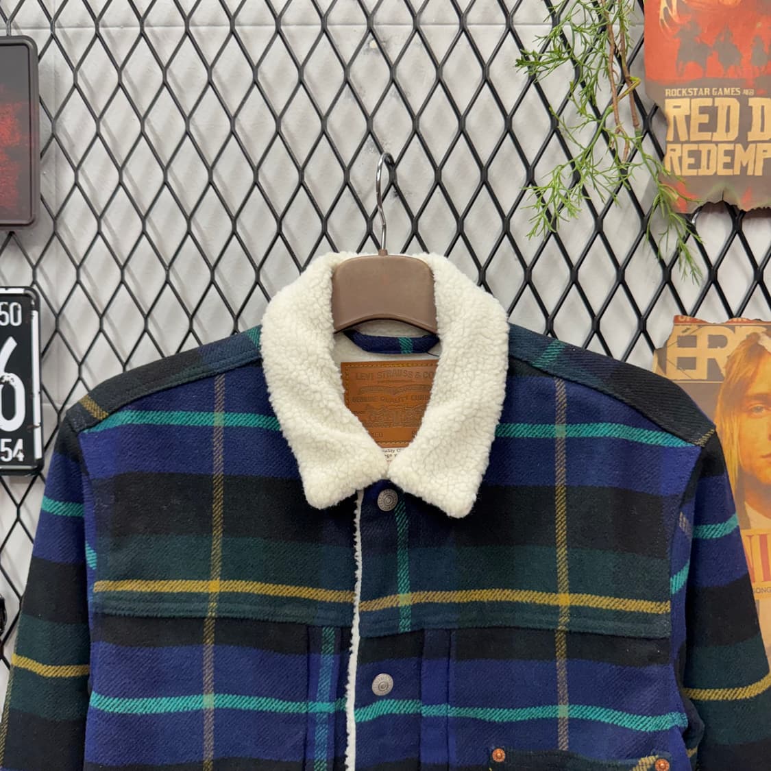 리바이스 타입 3 프리미엄 체크 쉐르파 트러커 자켓 네이비 상품이미지3