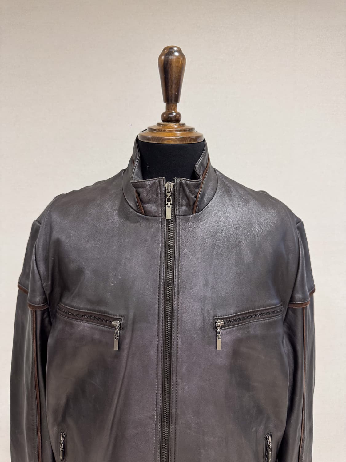 KENZIA 빈티지 레더 가죽 집업 재킷 상품이미지6