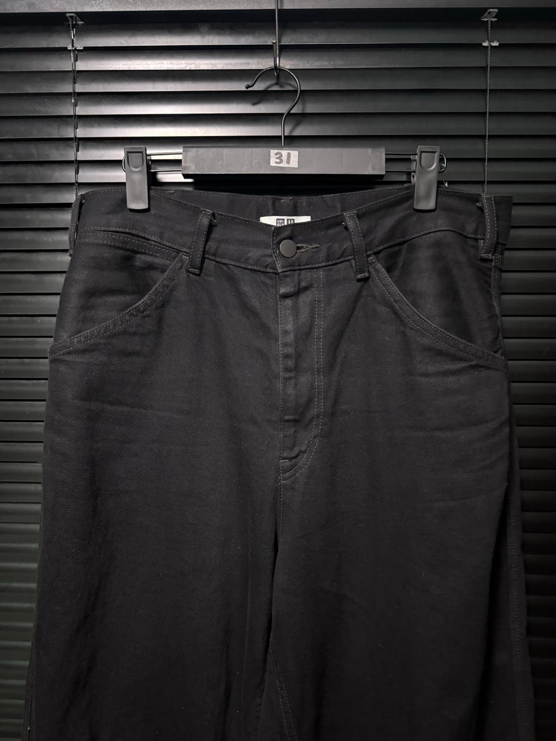유니클로U 르메르 25fw 와이드 핏 컬러진 블랙 데님 통바지 31 기본 상품이미지3