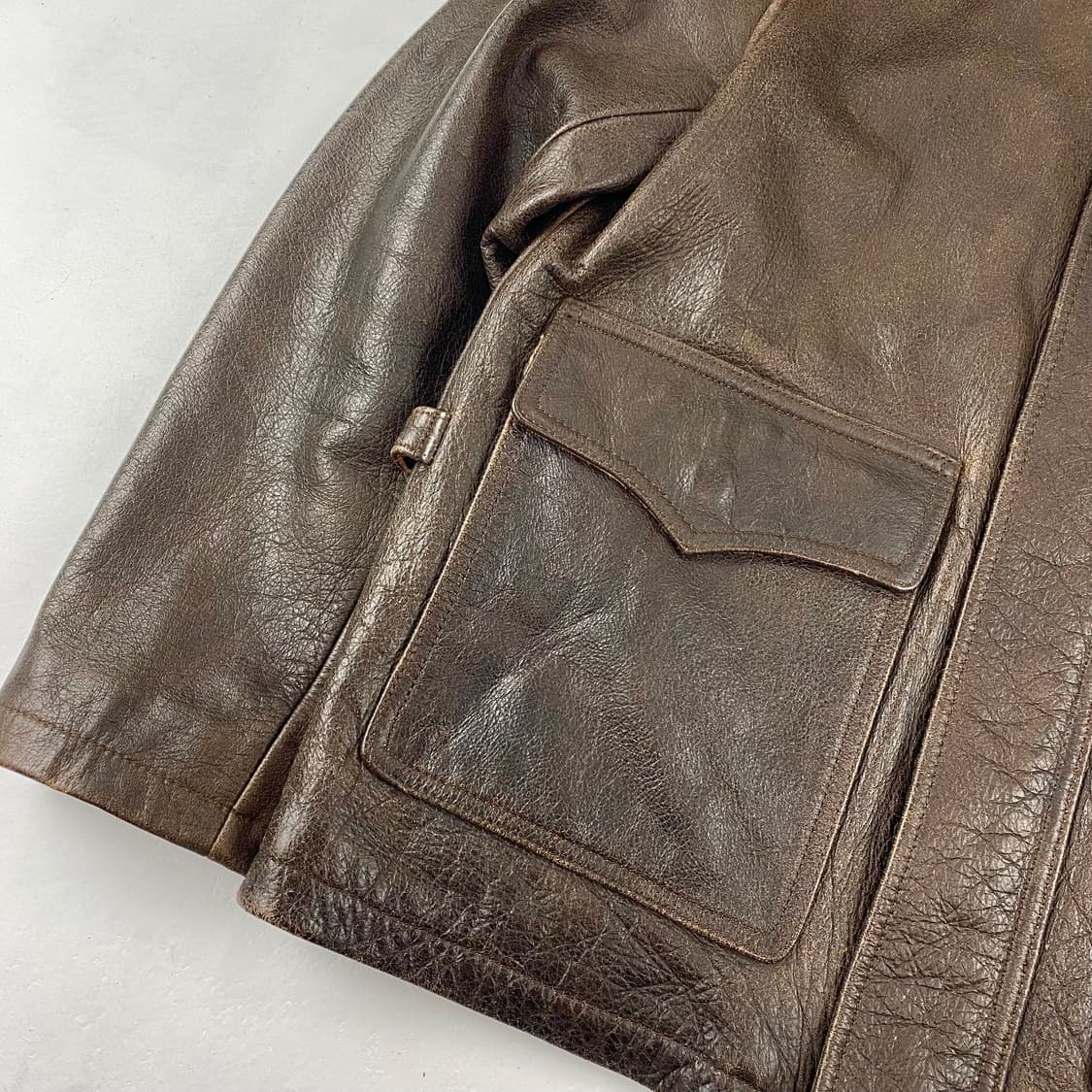 커피 레더 소가죽 디테일 레더 자켓 (97) 상품이미지3