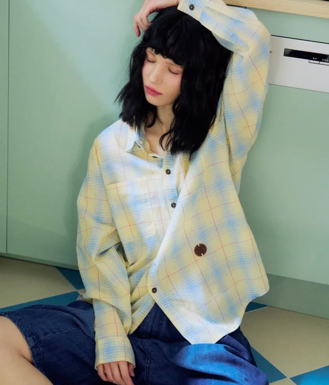 슬로우애시드 썸머 라이트 체크 셔츠 레몬 M 상품이미지1