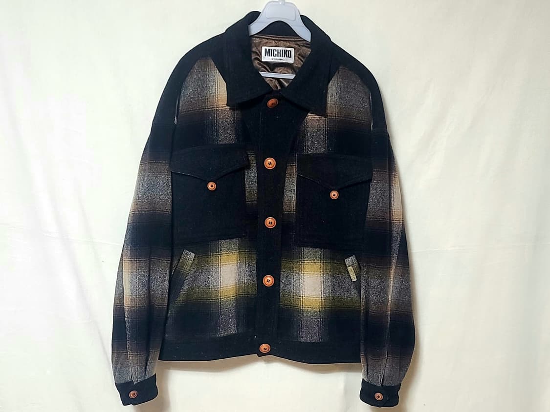 Michiko Koshino 90's 미치코 타탄체크 모직 워크자켓  상품이미지2