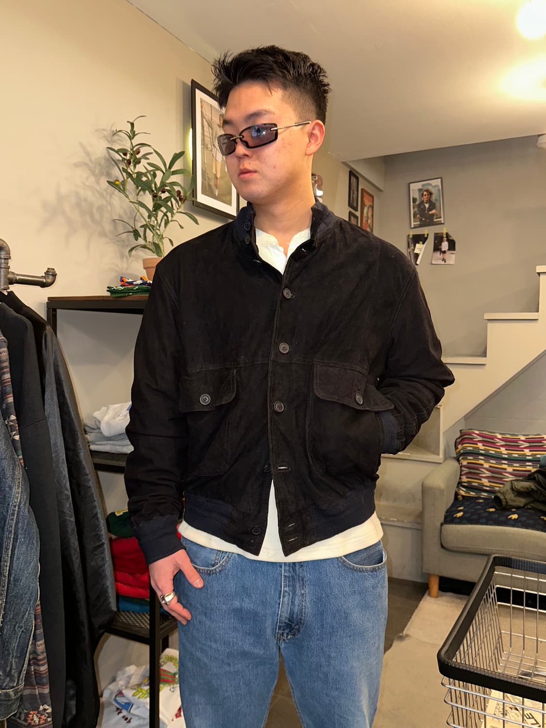 Old Euro genuine leather suede jacket 상품이미지2