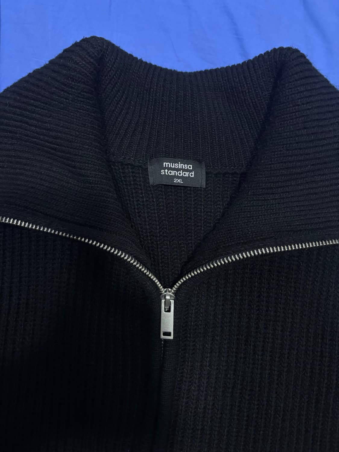 무신사스탠다드 릴렉스드 리브드 하프 집업 니트 2XL 상품이미지2