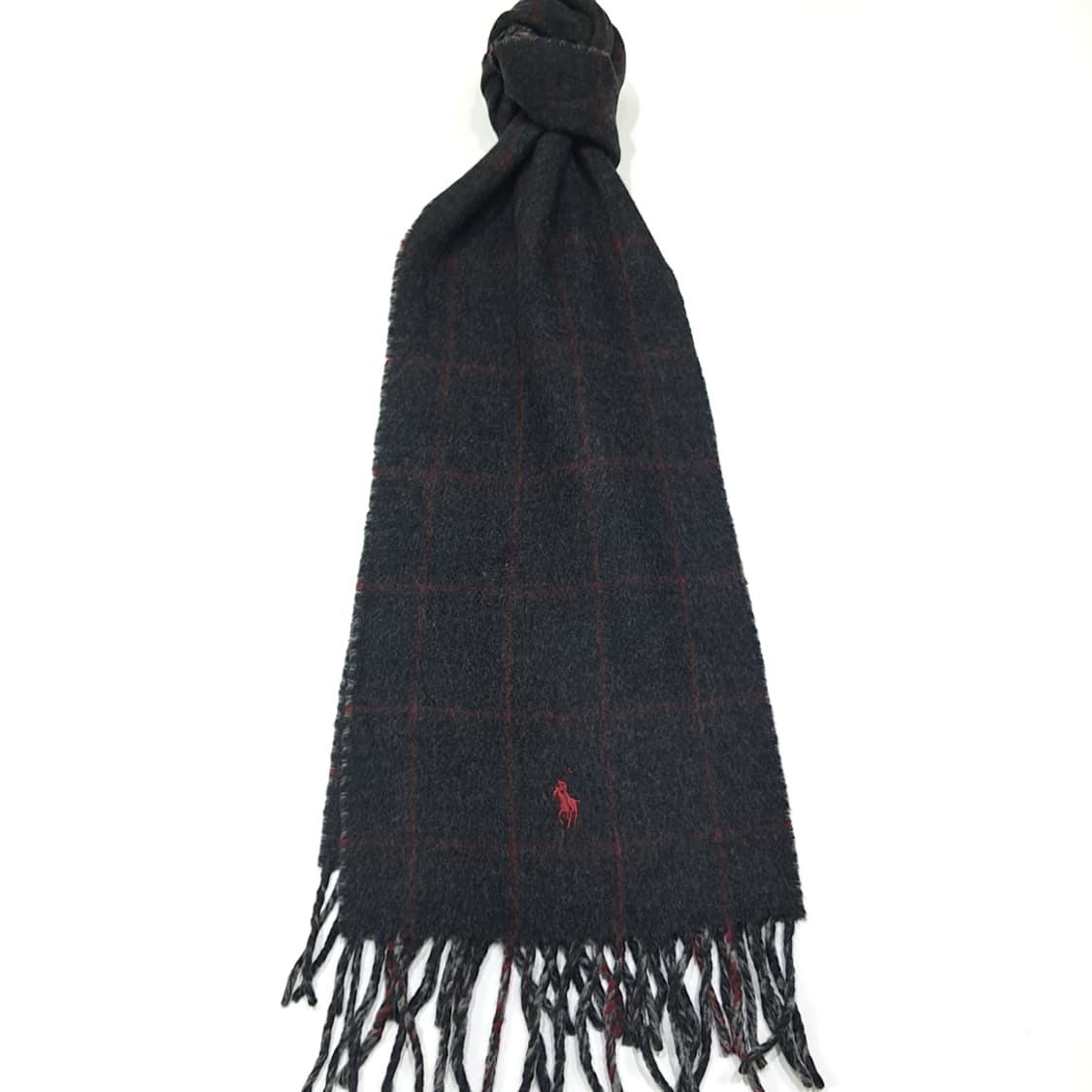 MX457 폴로 이태리판 램스울 양면 레드포니 그레이 머플러 목도리 상품이미지1