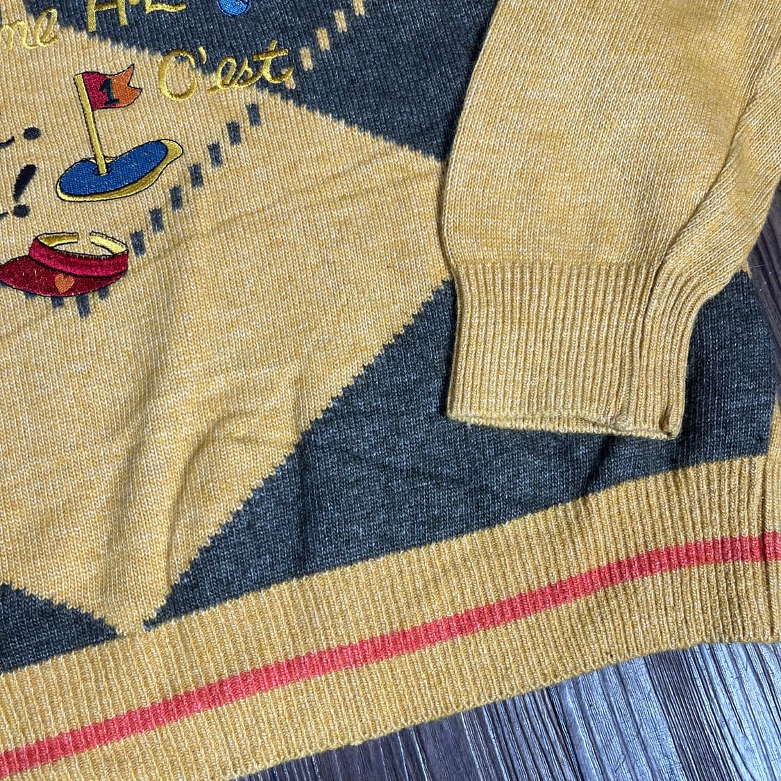 [JPN] 빈티지 재팬 아가일 자수 카라 니트 상품이미지3