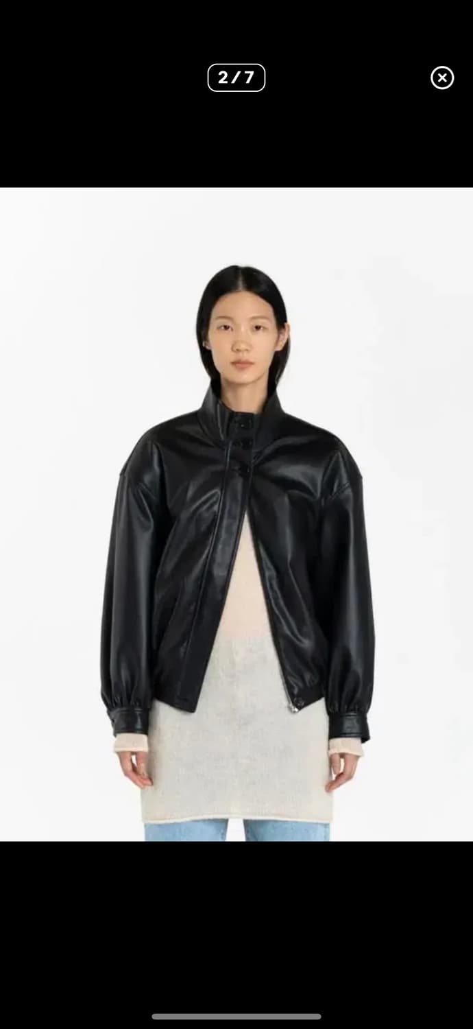 아모멘토 비건레더 블루종 상품이미지1