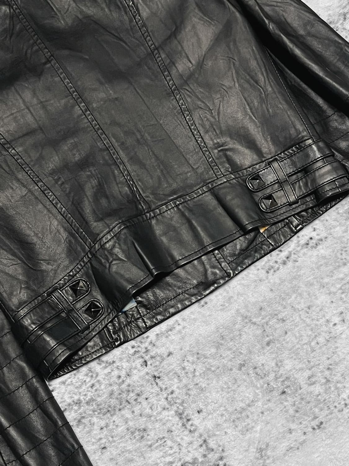 (icinoo) punk stud crop leather jacket  상품이미지6
