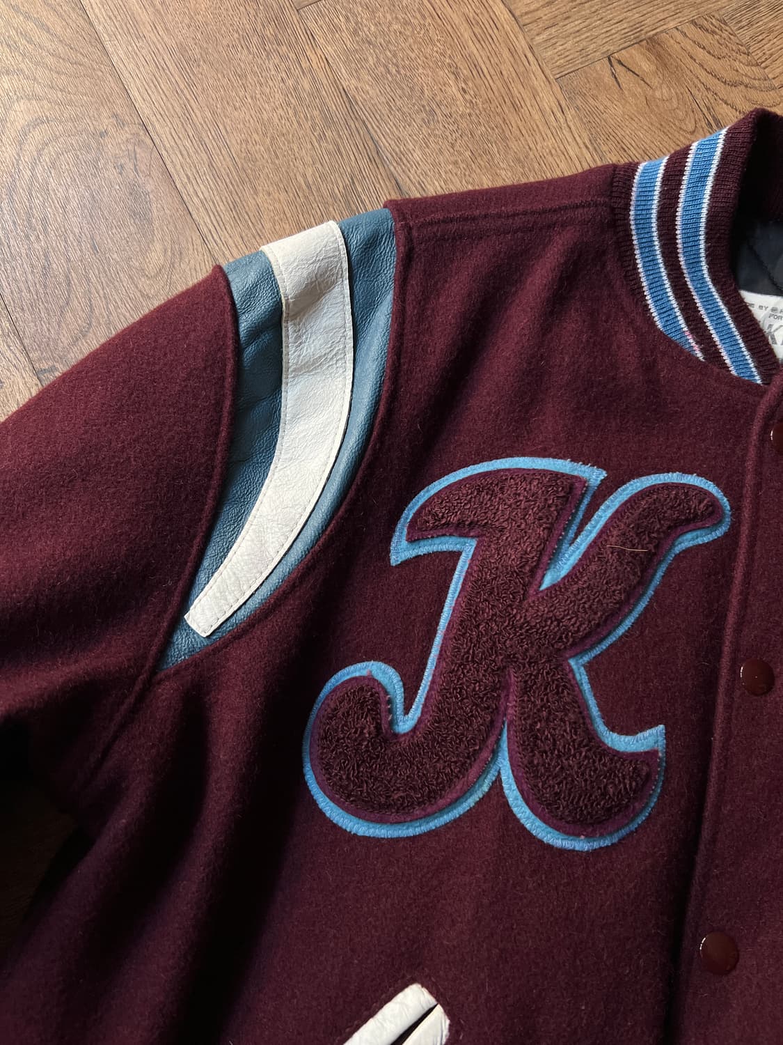 [M]00's USA 빈티지 KANKAKEE 버건디 울 바시티 자켓 상품이미지4