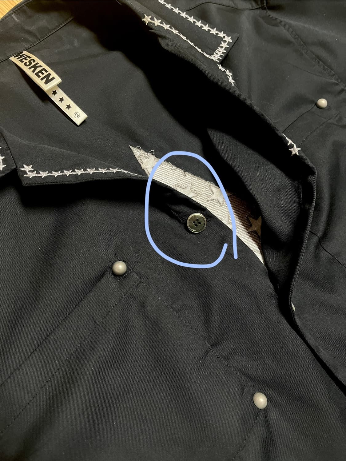 웨스켄 WESKEN Star embroidery shirt (BLACK) 상품이미지7