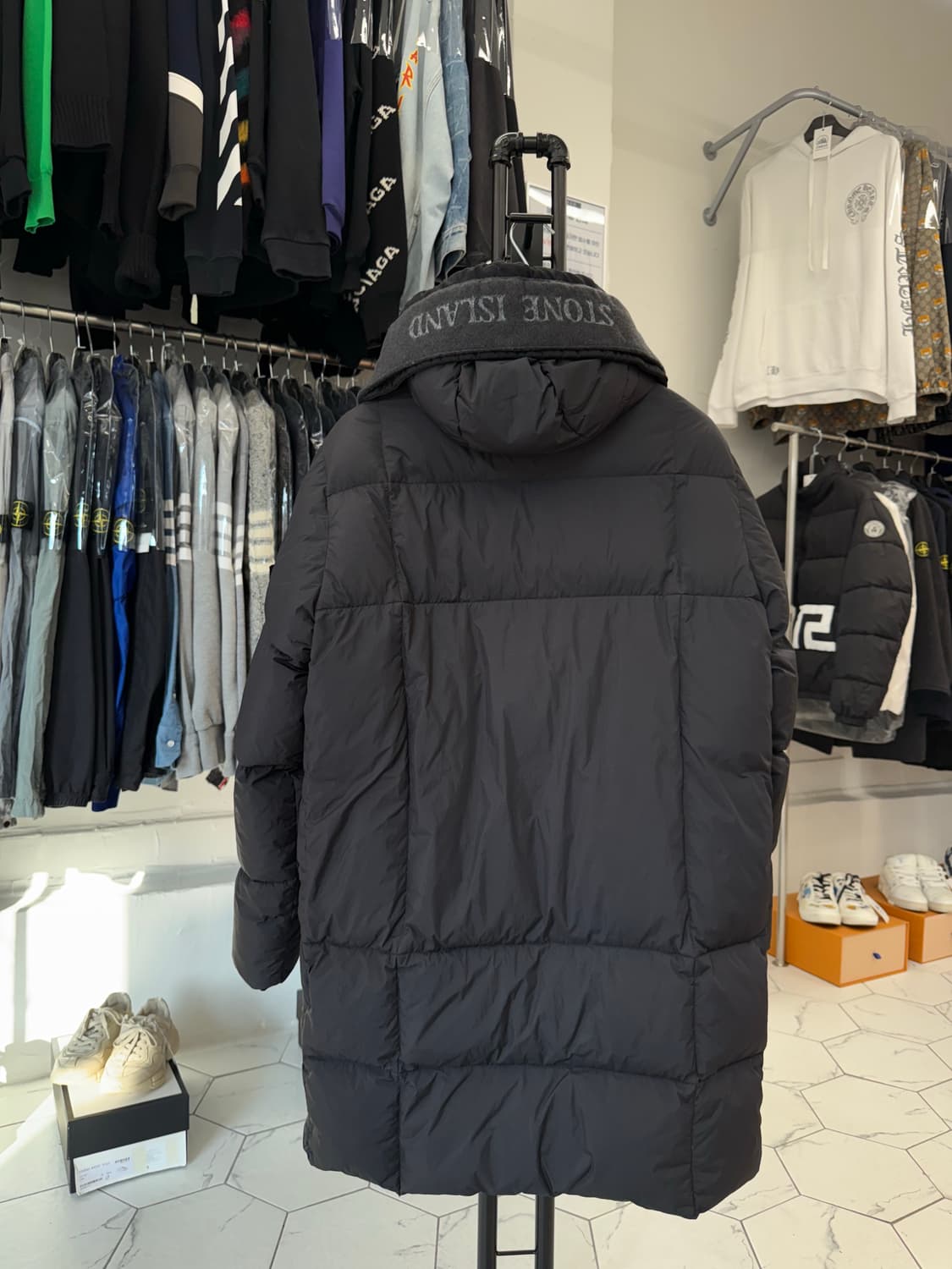 [M] 스톤아일랜드 크링클랩스 후드 롱패딩 상품이미지2