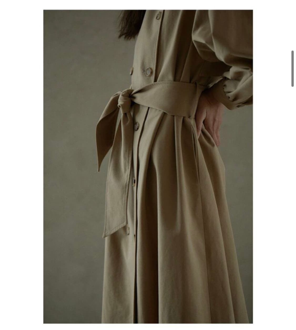 Akro 셔링 후그 트렌치 카멜 상품이미지3