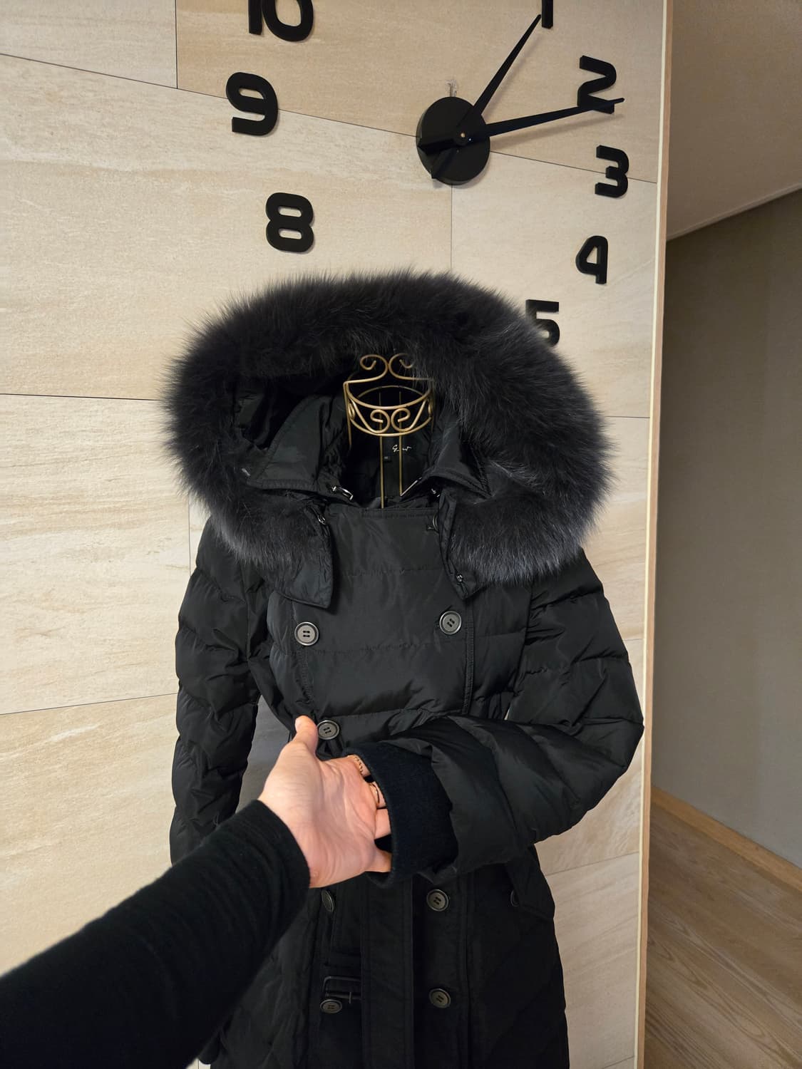 [66] 지컷 폭스퍼 밸트 여성 구스 롱패딩 상품이미지3