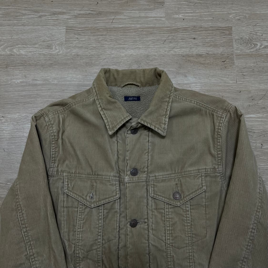 저스트핏 이너플리스 후리스 안감 코듀로이 트러커자켓 [베이지] L/100 상품이미지2