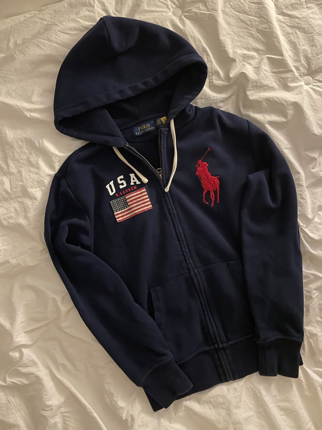 폴로 랄프로렌 빅포니 성조기 후드집업 네이비 상품이미지2