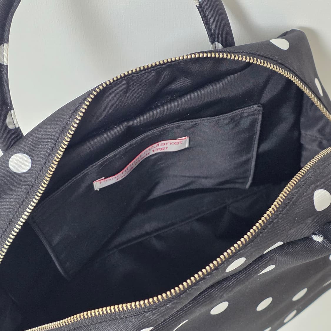 피치바스켓마켓 폴카 도트 백 블랙 상품이미지5