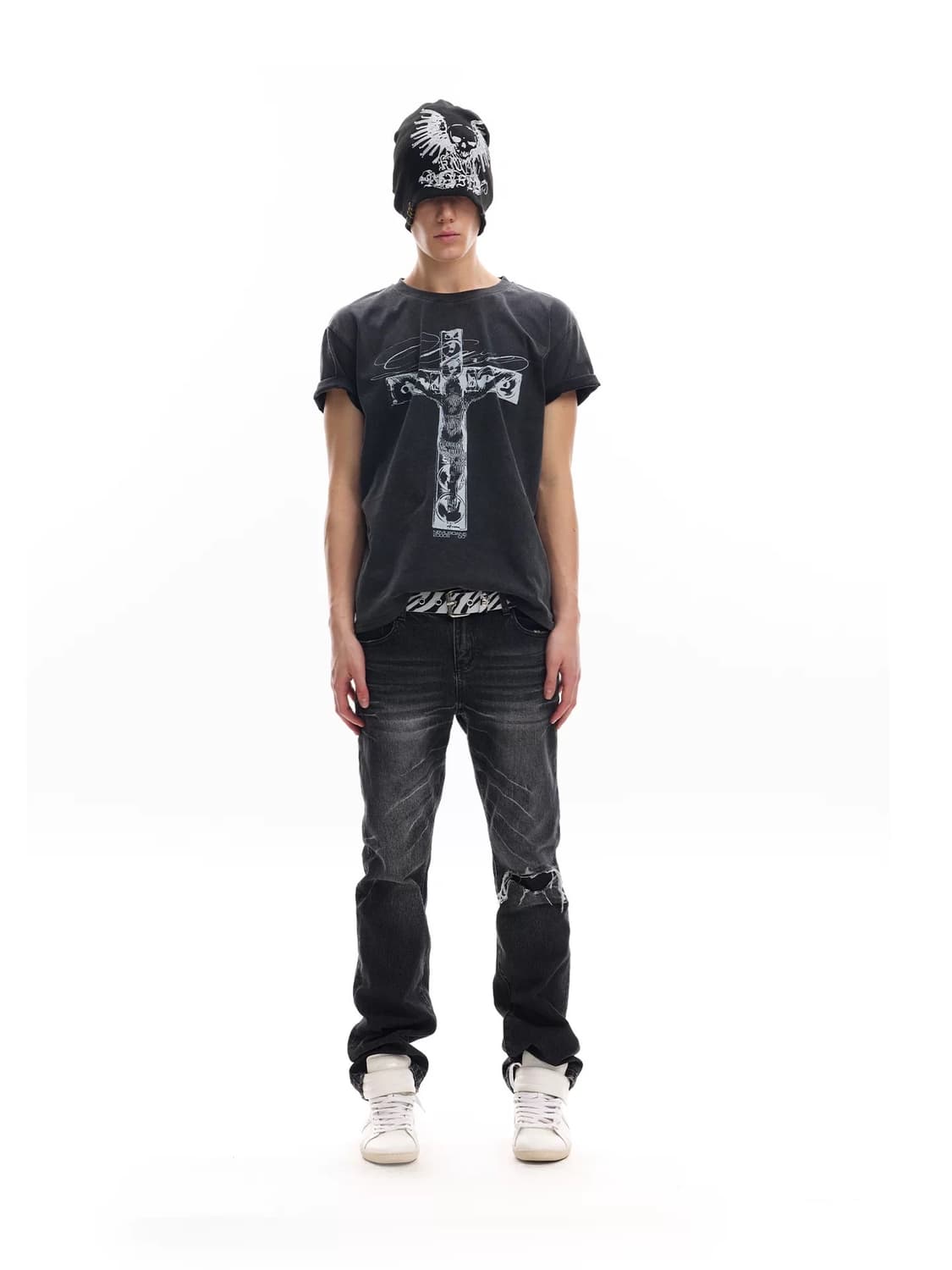 Rhythm Slave Cross Print T-Shirt 상품이미지6