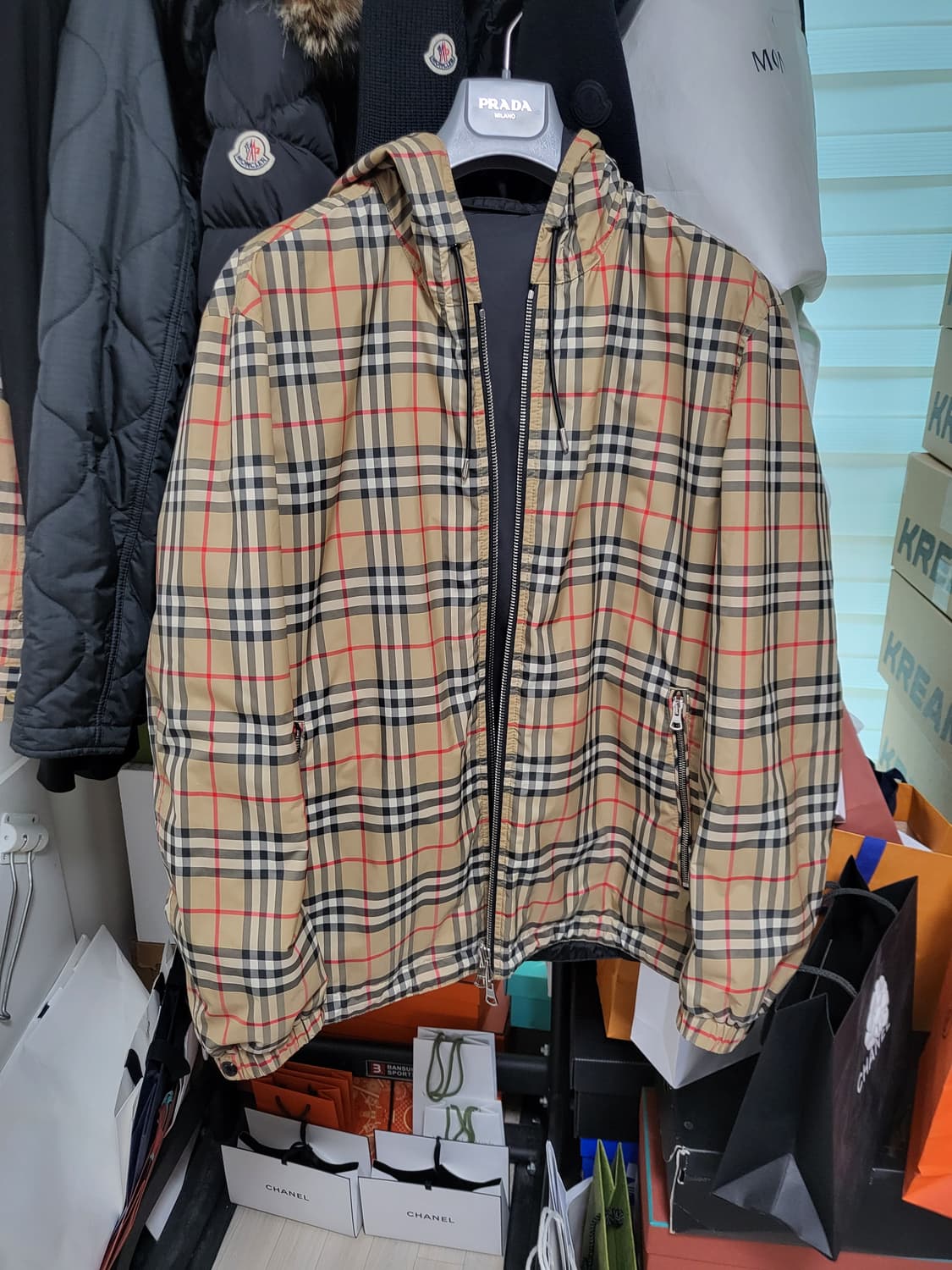 버버리 리버시블 체크 바람막이 자켓 L 상품이미지1