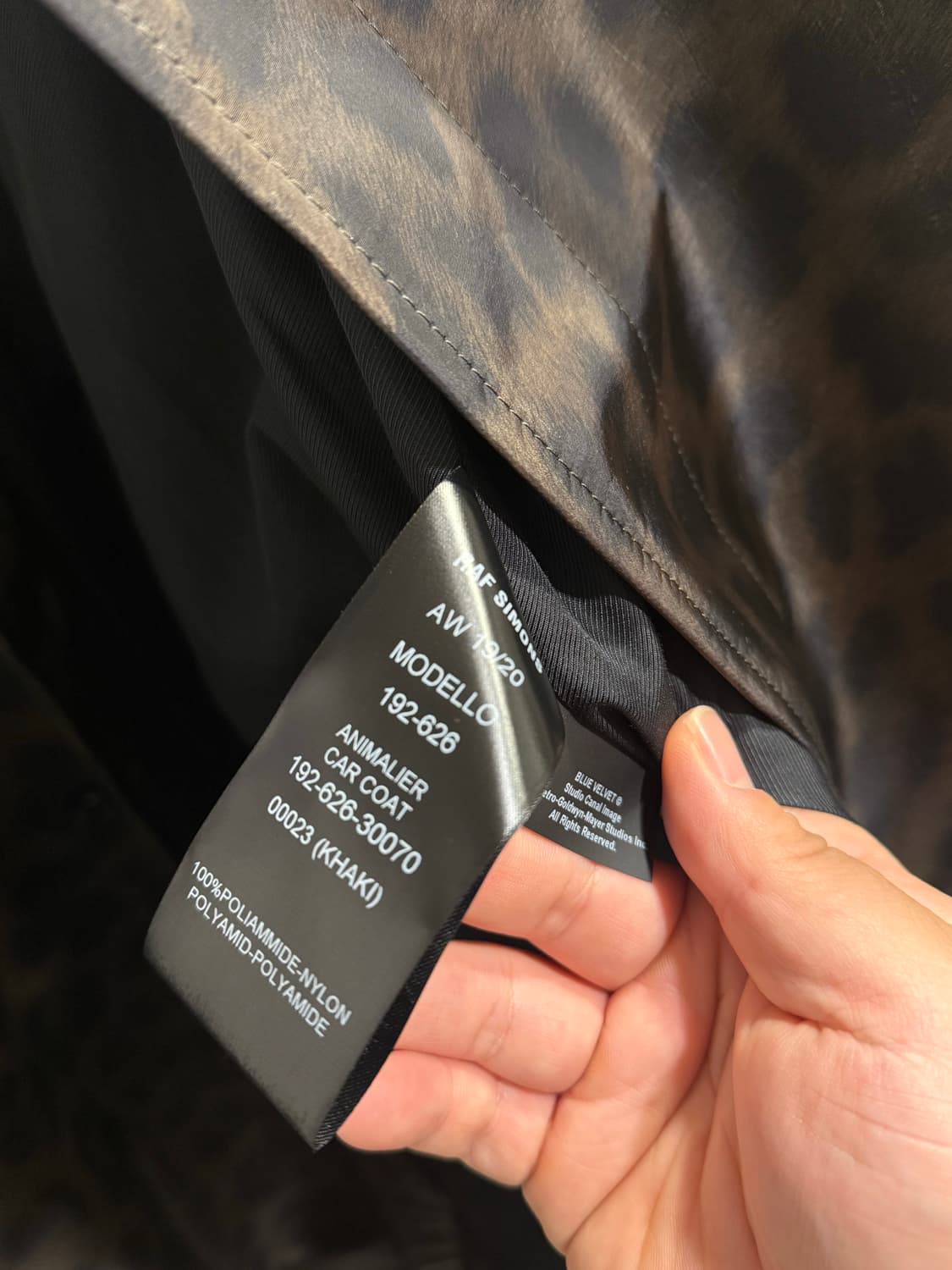 라프시몬스 19FW 블루벨뱃 레오파드 카코트 46사이즈 상품이미지10