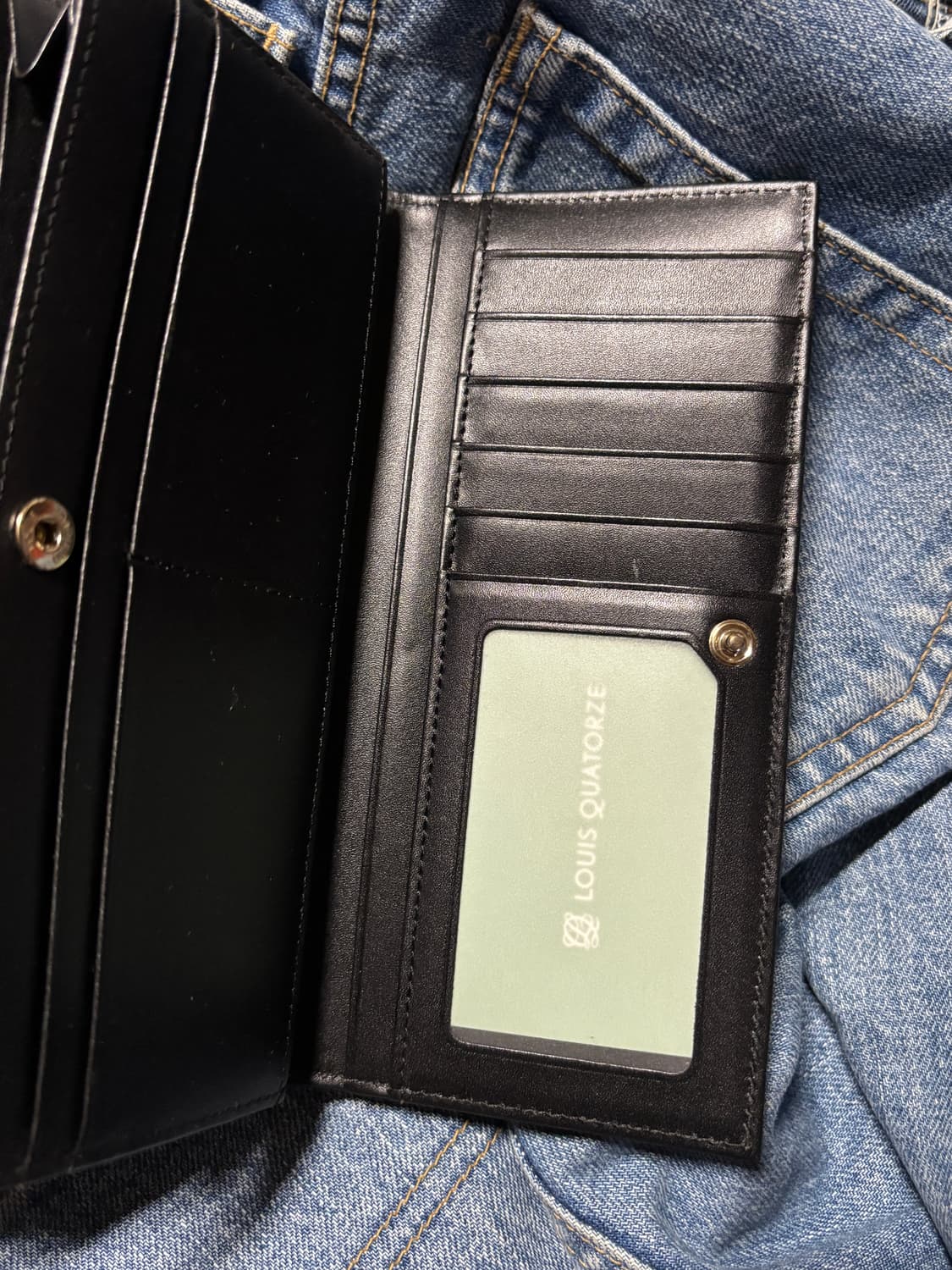 louis quatorez black leather long wallet 상품이미지4