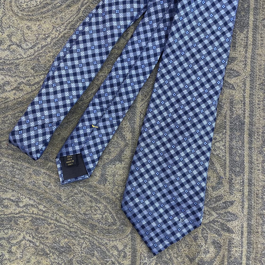 루이비통 플라워 체크 실크 넥타이 하이엔드 명품 타이 상품이미지1