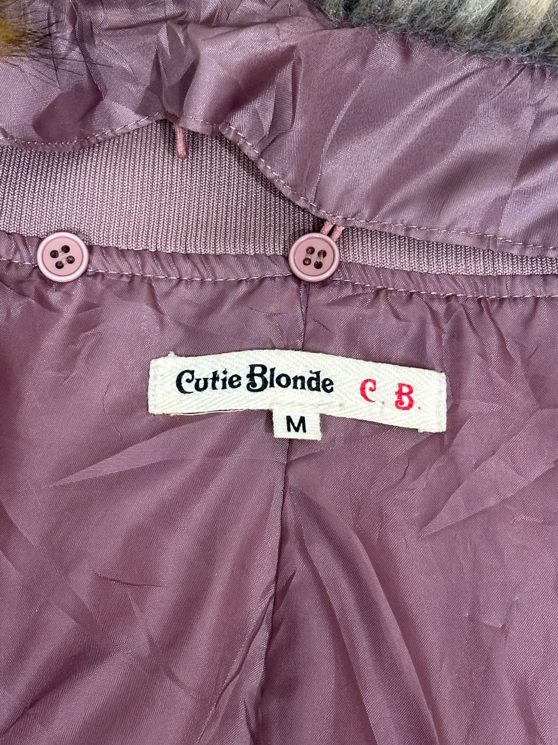 일본 빈티지 핑크 베이지 퍼 모피 울프죠 스카잔 자켓 M 상품이미지6