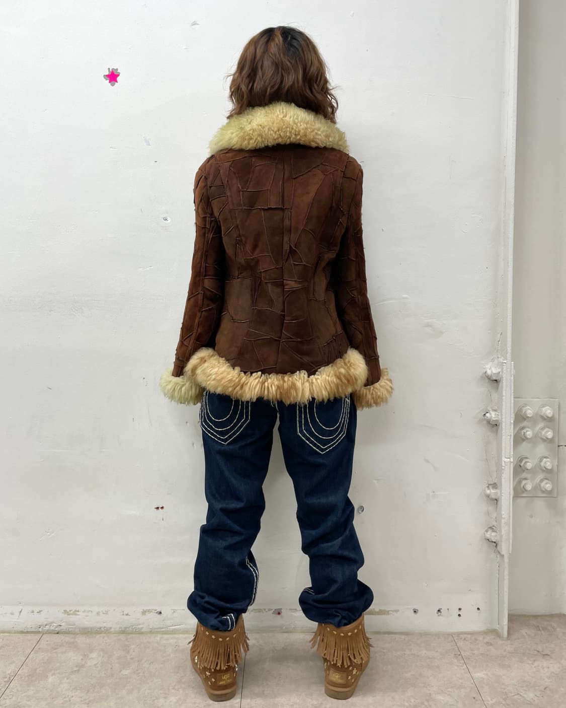 Brown Patchwork Leather Fur Jacket 상품이미지7