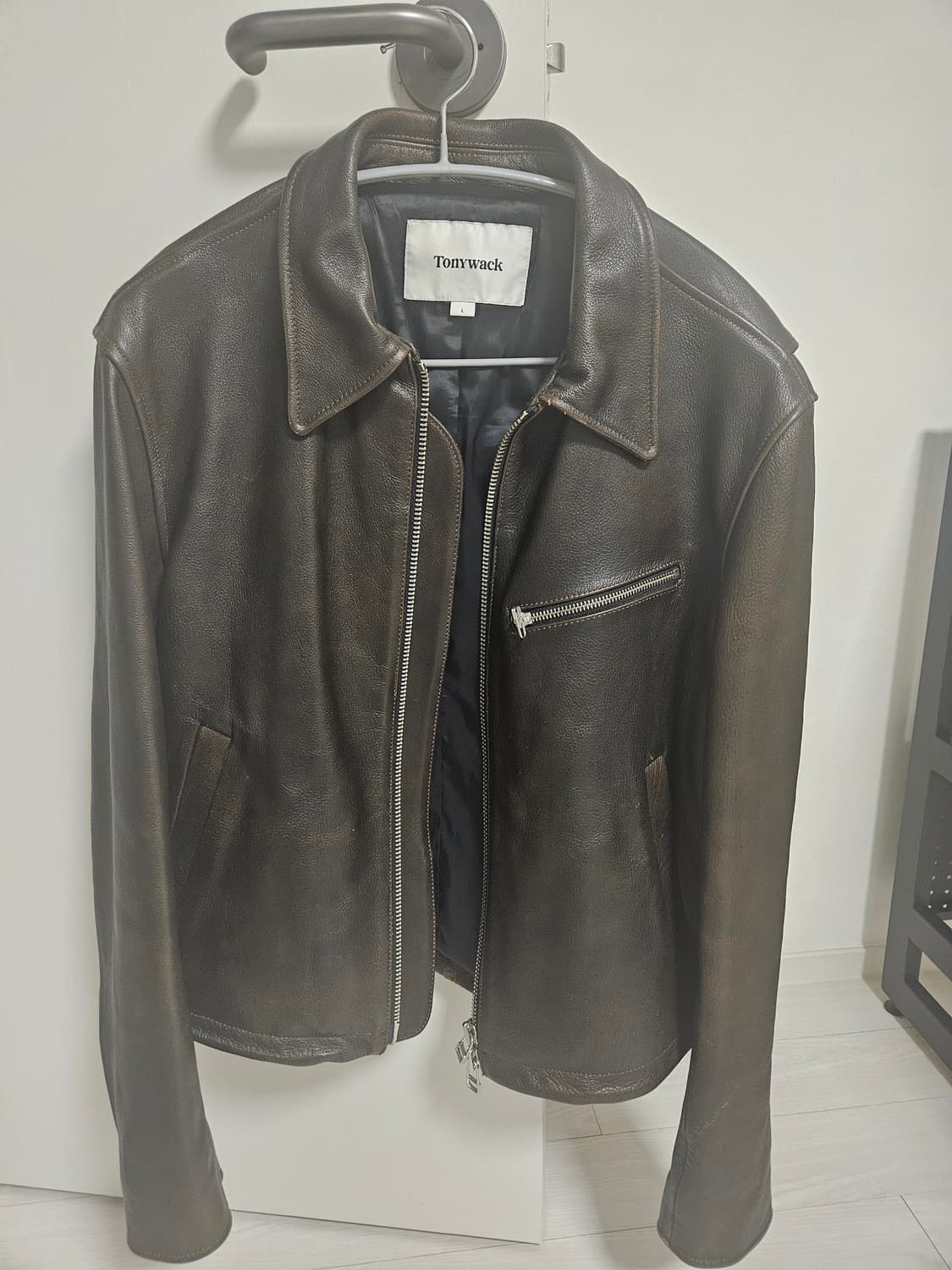 토니웩 크롭 레더자켓 브라운 L 상품이미지1