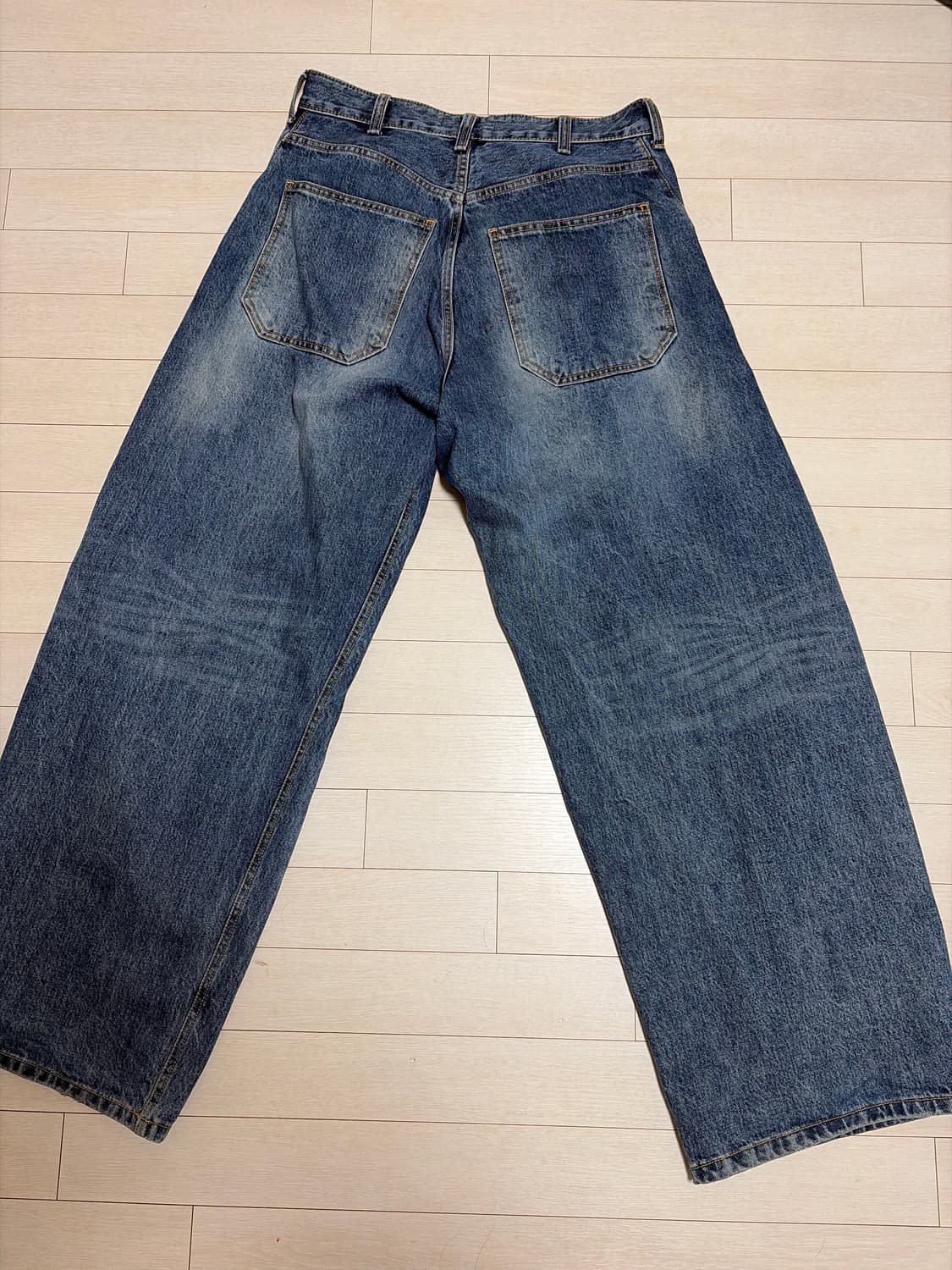 해칭룸 와이드 커브진 워시드 블루 3사이즈 상품이미지4