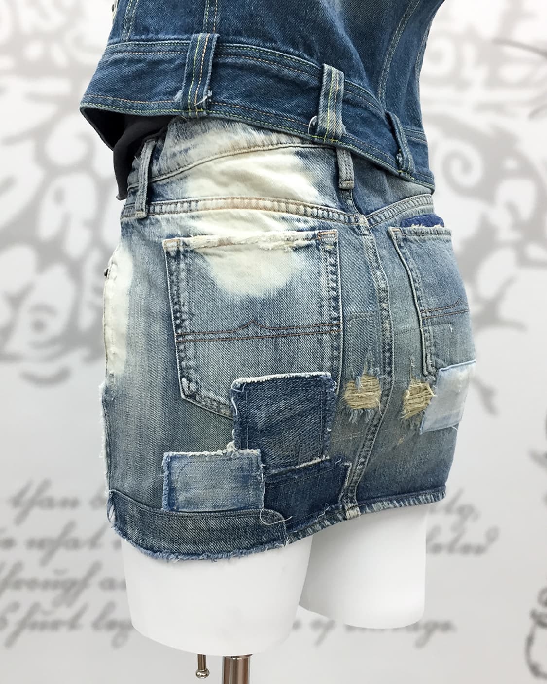 Grunge denim patch skirts 상품이미지2