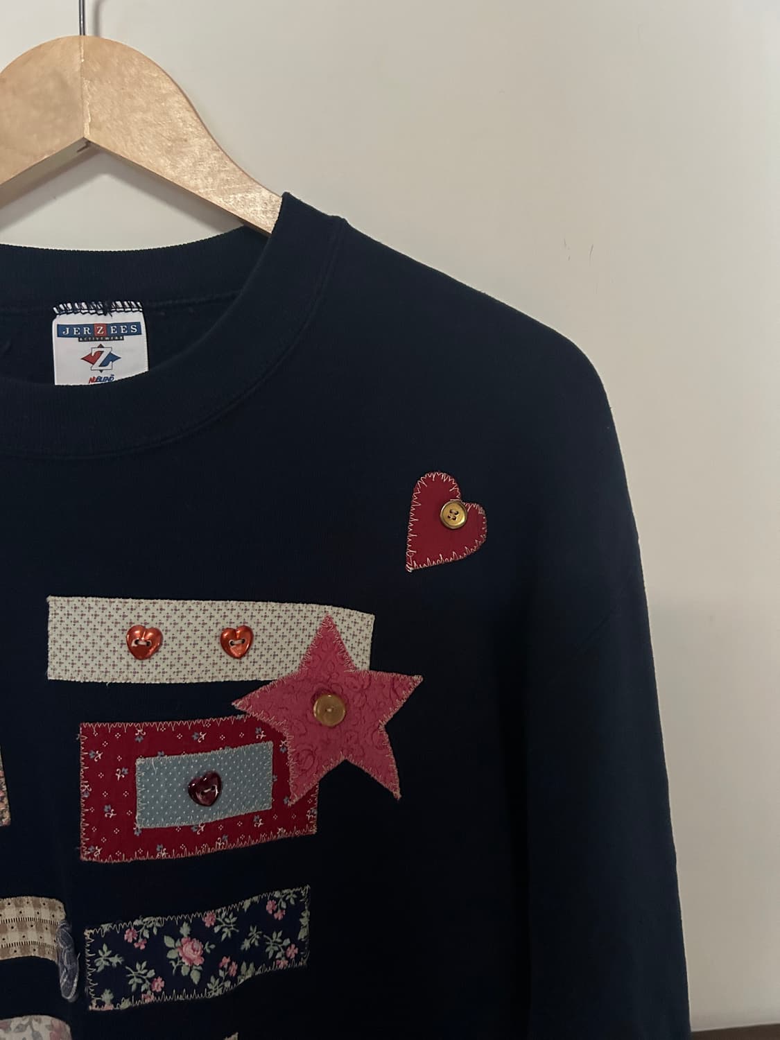 Jerzees 단추 패치워크 맨투맨 상품이미지3