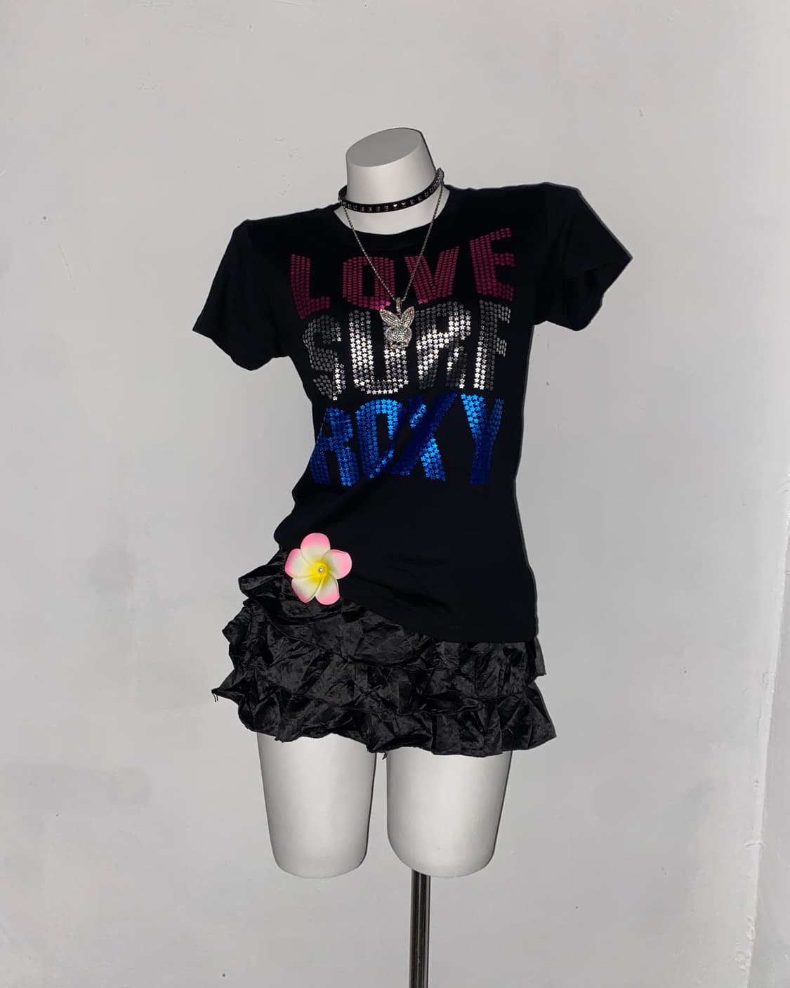 ROXY Hawaii Gyaru punk Glitter T-Shirt 상품이미지1