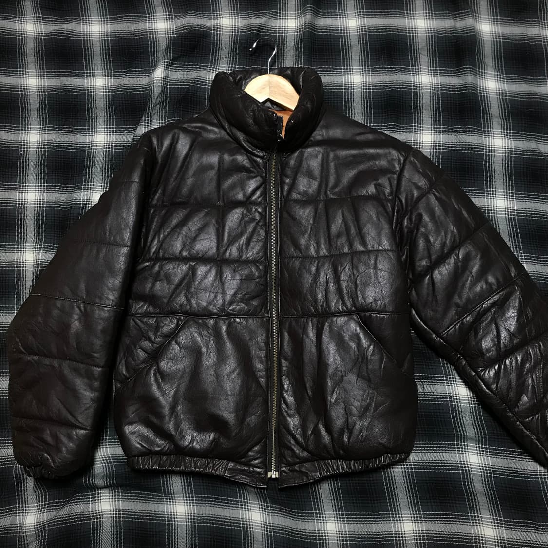 재팬 90s 리얼 카우레더 브라운 숏 패딩 상품이미지1
