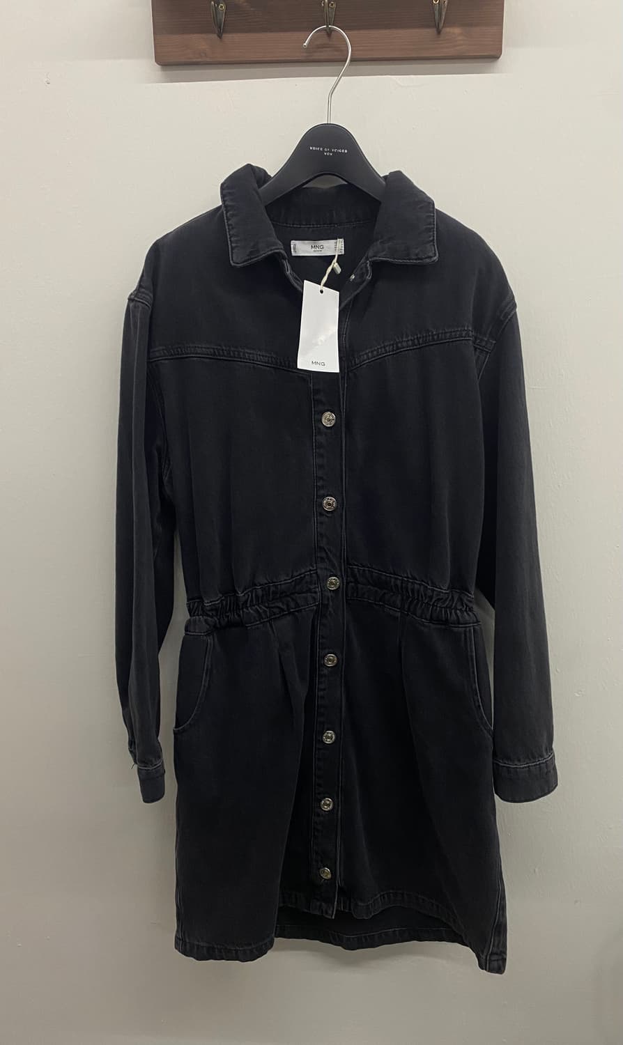 [택달린새제품] 망고MNG 데님 셔츠 원피스 블랙 M 상품이미지1