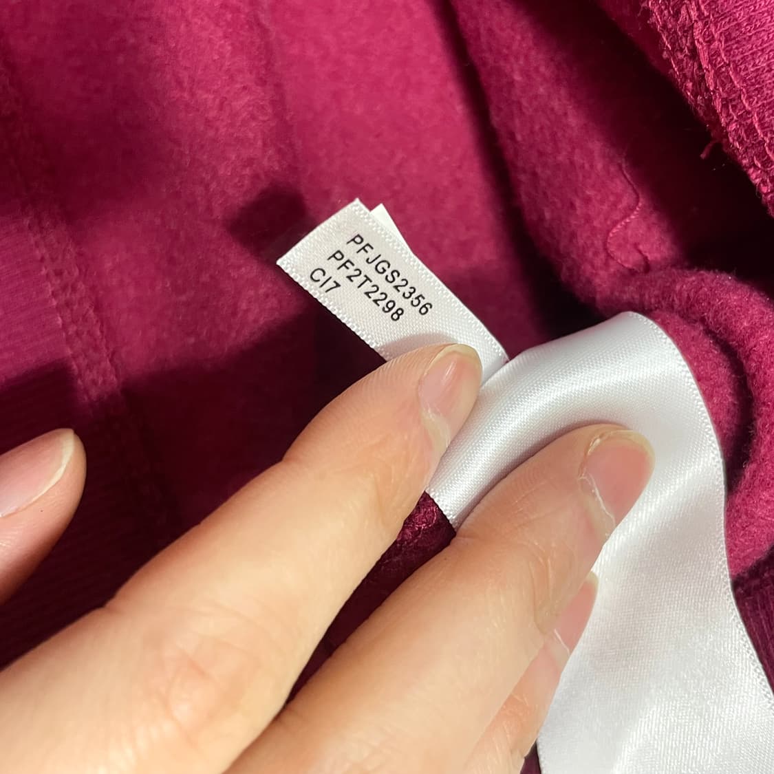 캘빈클라인 와플디테일 버건디 기모 크롭 후드티셔츠 여성M 상품이미지6