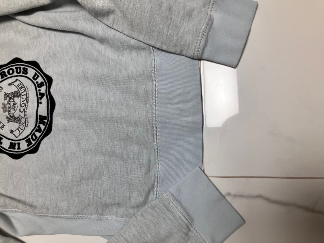 Y2K 쥬시 꾸뛰르 (초 희귀) 코튼 후드 집업 하늘색 크레스트 상품이미지2