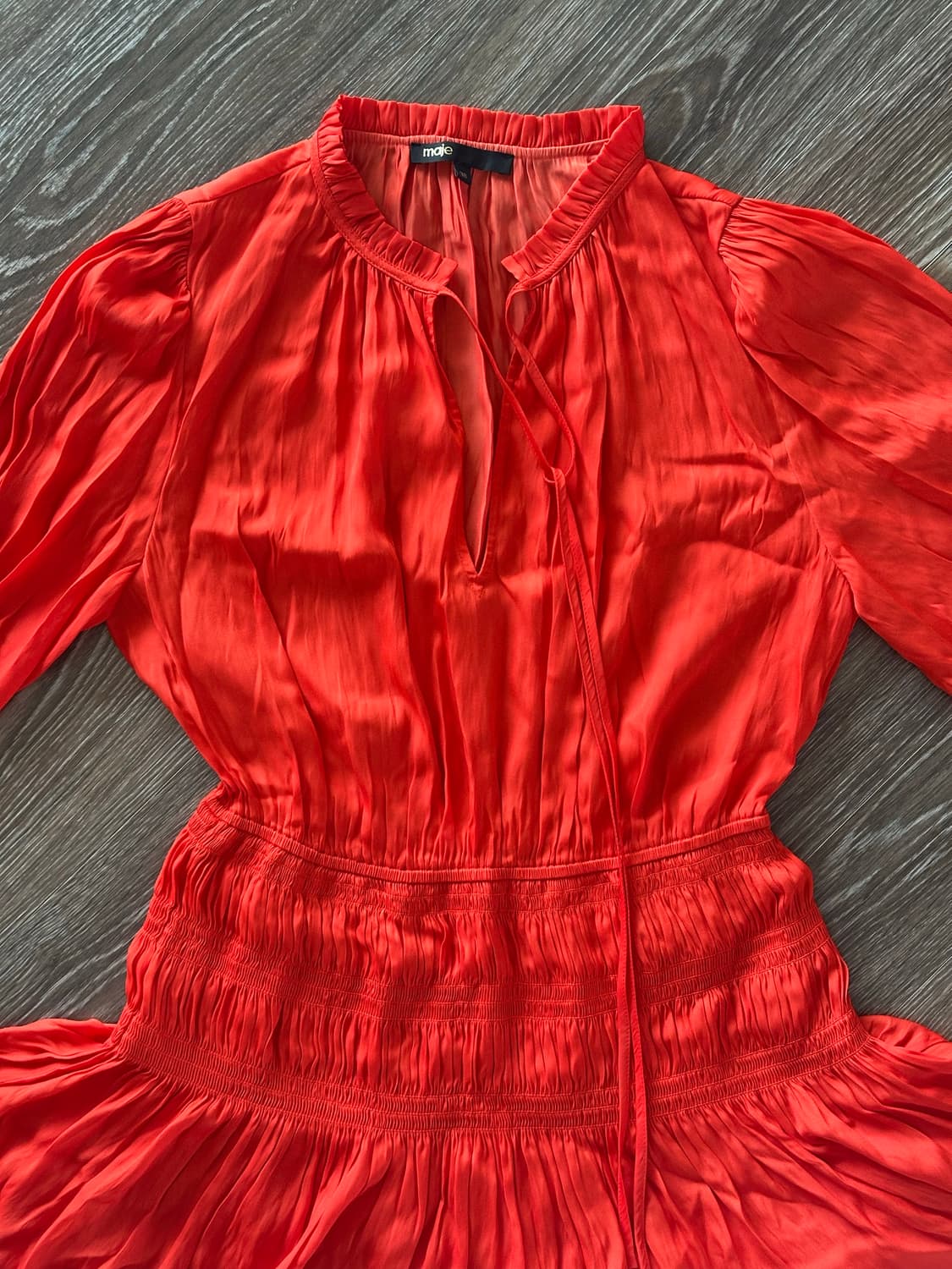 마쥬 새틴 미니 드레스 레드 상품이미지5