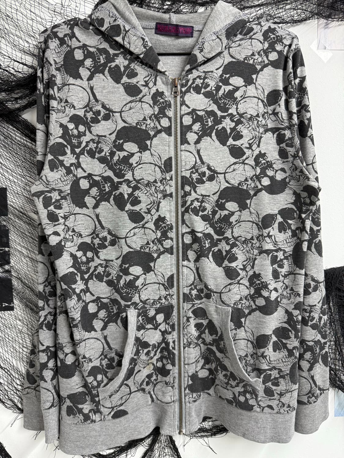 Skull pattern hood zipup 상품이미지3